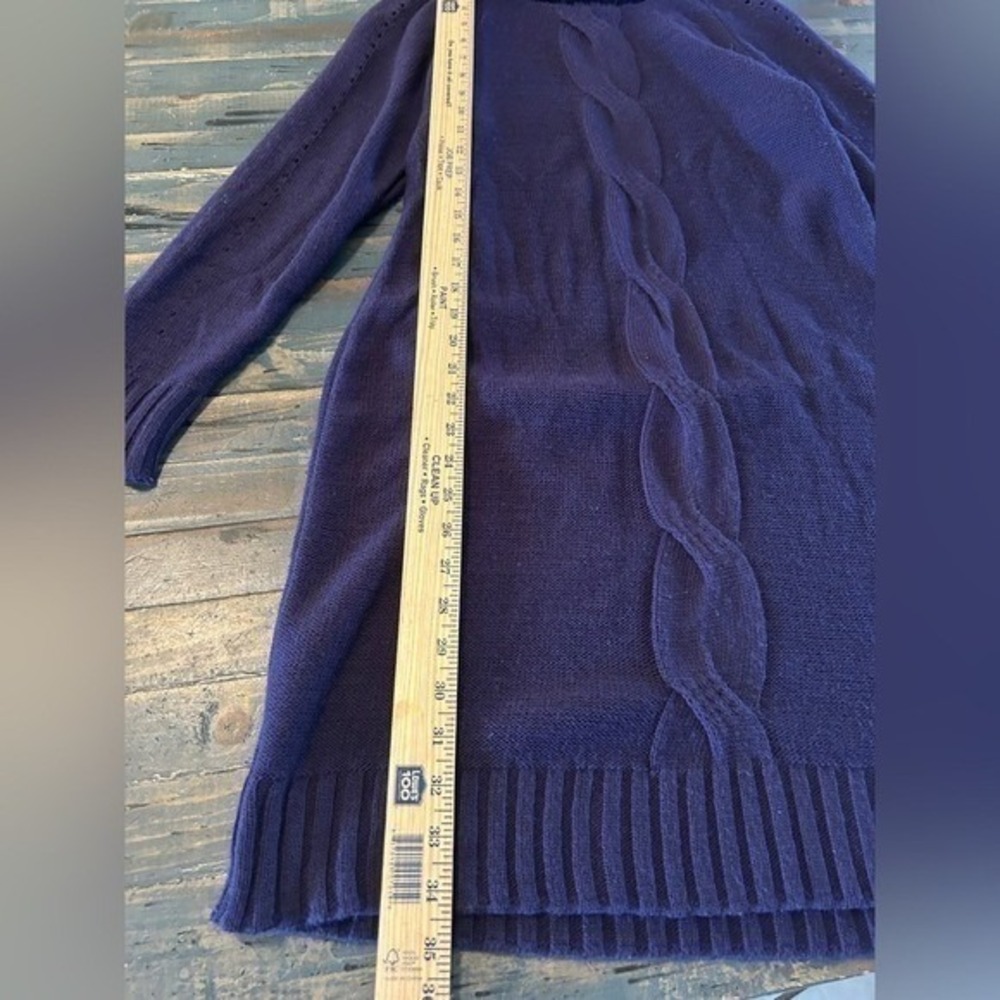 Purple Cable Knit Turtleneck Sweater Dress Large Bodycon Stretchy Fitted Sexy - Picture 4 of 8
